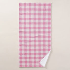 Toalha De Banho Padrão Xadrez Rosa Bebê