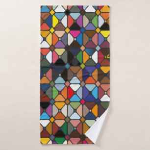 Toalha De Banho Padrões geométricos multicolores com formas de o