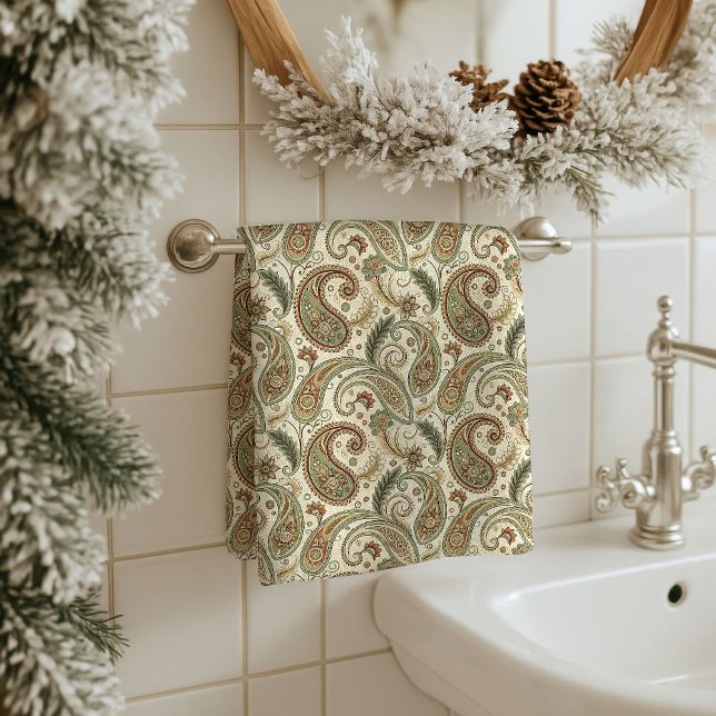 Toalha de Banho Paisley Terrosa Presente para o Es (Paisley Bath Towel Earthy Gift for Grandpa’s Space)