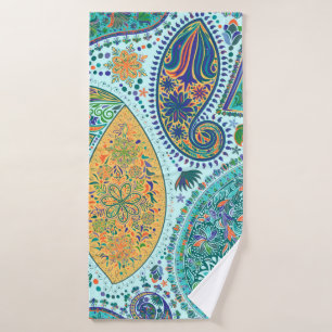 Toalha De Banho Paisley vintage floral motif étnico sem descontinu