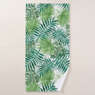 Toalha De Banho Palma de Fern Verde Grande e Plantas Tropicais de