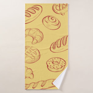 Toalha De Banho Panificação, croissant, comida, padrão sem costura