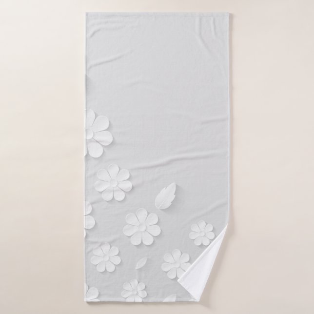 Toalha De Banho Paper flower background white (Toalha de Banho)
