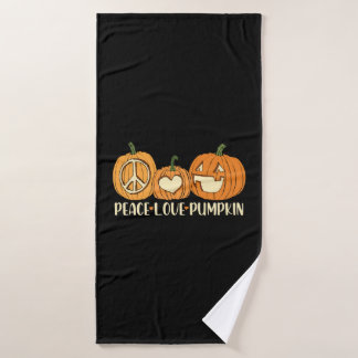 Toalha De Banho Peace Love Pumpkin Halloween