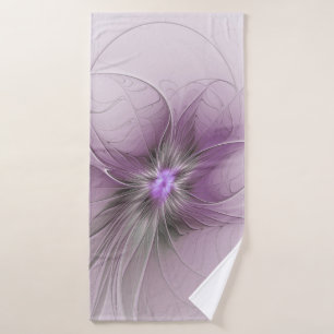 Toalha De Banho Pequena Beleza Moderno Cinza Mauve Arte Fractal Fl