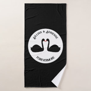 Toalha De Banho Personalização de Swans Negros Beijando Casamento