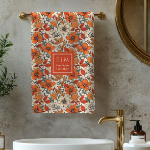 Toalha de Banho Personalizada Elegante Outono Flor