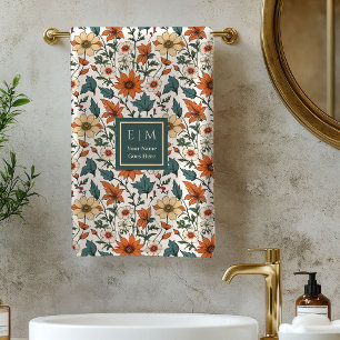 Toalha de Banho Personalizada Minimal Fall Flowers