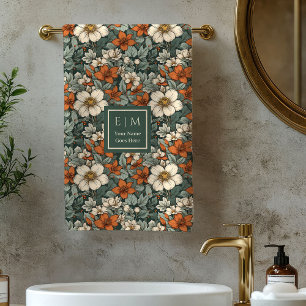 Toalha de Banho Personalizada Verde Sálvia Floral