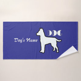 Toalha De Banho Personalize o logotipo DOG Deep Blue Doggie