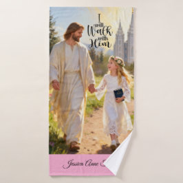 Toalha De Banho Personalized Baptism Bath Towel-Walk With Him