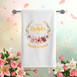 Toalha De Banho Personalized Happy Mother’s Day Floral Bath Towel