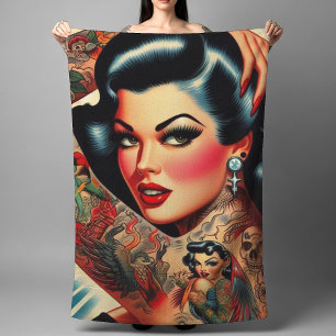 Toalha De Banho Pin-up Tatuado na Vintage