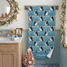 Toalha De Banho Pinguim Animal Ártico Costeiro