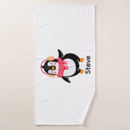 Toalha De Banho Pinguim Jolly Natal em Scarf com Malgas