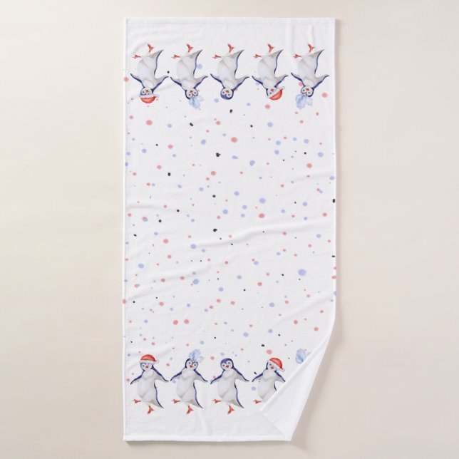 Toalha De Banho Pinguins Dançantes Bonitos Natal (Toalha de Banho)