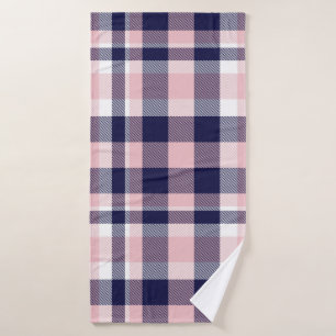 Toalha De Banho Pink and navy Plaid, checkered, tartan seamless