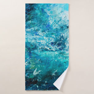 Toalha De Banho pintura a óleo de abstrato mostrando ondas no ou
