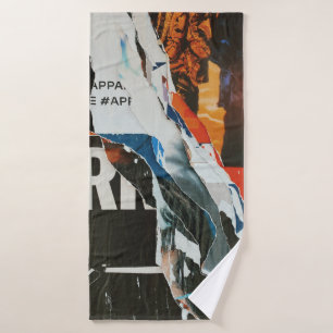 Toalha De Banho Pintura de abstrato preto branco e laranja