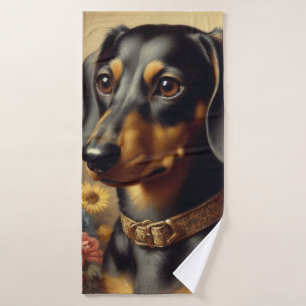 Toalha De Banho Pintura de Dachshund em Cute Vintage