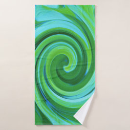 Toalha De Banho Pintura em espiral líquida de Abstrato Turquesa