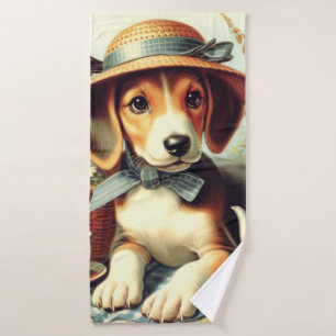 Toalha De Banho Pintura em Inglês e Bonita em Foxhound