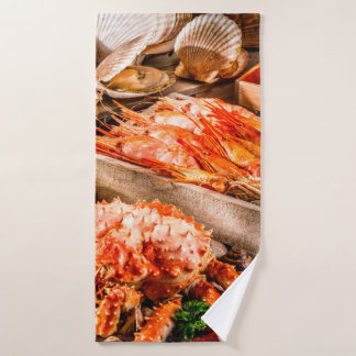 Toalha De Banho Placa de cozinha do marisco como gourmet do oceano