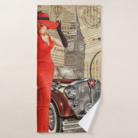 Poster vintage Londres rasgada fundo de jornal.
