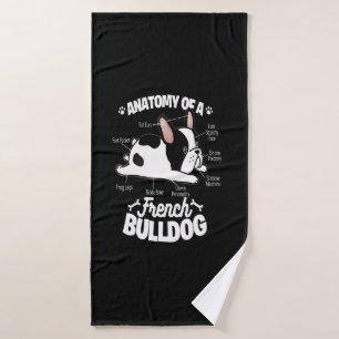 Toalha De Banho Presente francês  Anatomia De Um Bulldog Francês