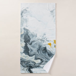 Toalha De Banho Preto e branco com abstrato dourado