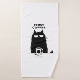 Toalha De Banho Primeiro Café, Depois Miado – Gato Engraçado Amant