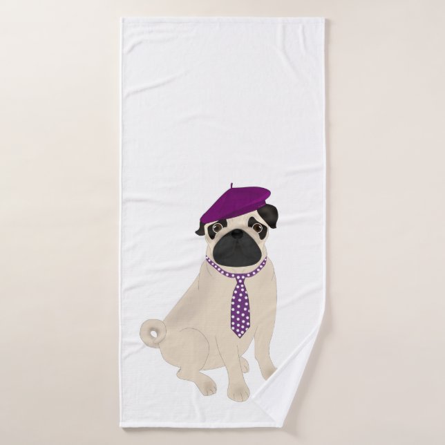 Toalha De Banho Pug Bath Towel (Toalha de Banho)