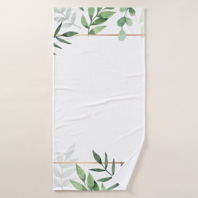 Toalha De Banho Quadro deixa fundo aquarela (Toalha de Banho)