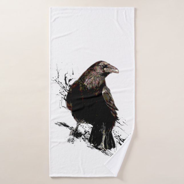 Toalha De Banho Raven Bird Graphic Art Willife Animal Art (Toalha de Banho)