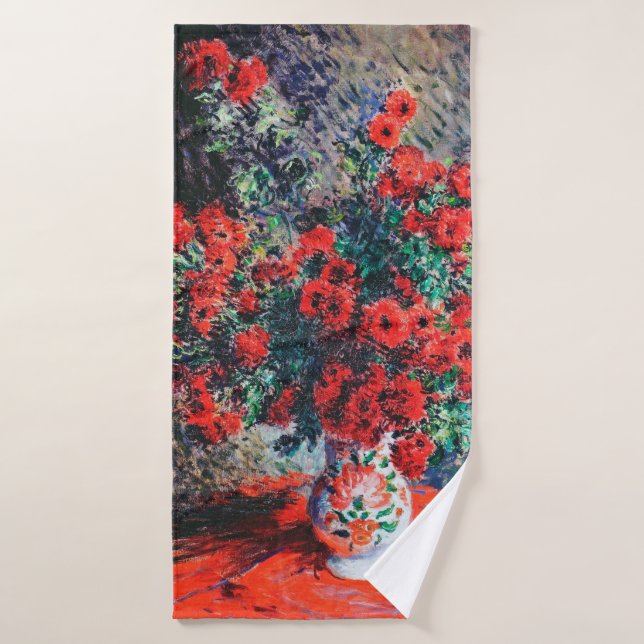 Toalha De Banho Red Chrysanthemum, Monet (Toalha de Banho)