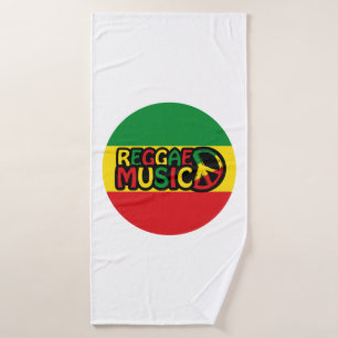 Toalha De Banho Reggae design de Música com estilo e cor rastafari