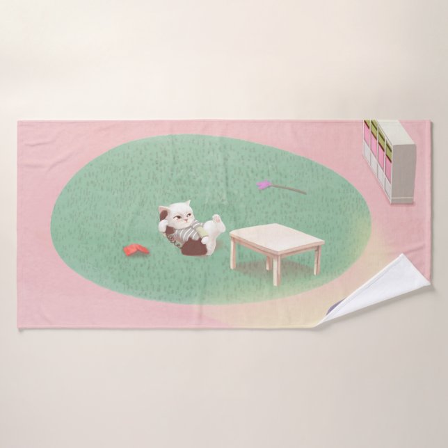 Toalha De Banho Relaxando Kitten na Sala de Vida (Toalha de Banho)