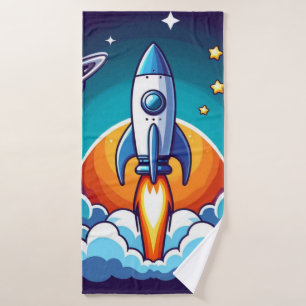 Toalha De Banho Retro, foguete espacial