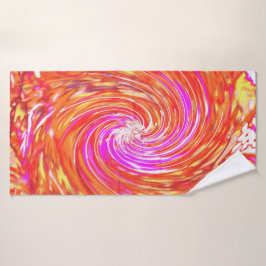 Toalha De Banho Retro Magenta e Autumn Colors Floral Swirl