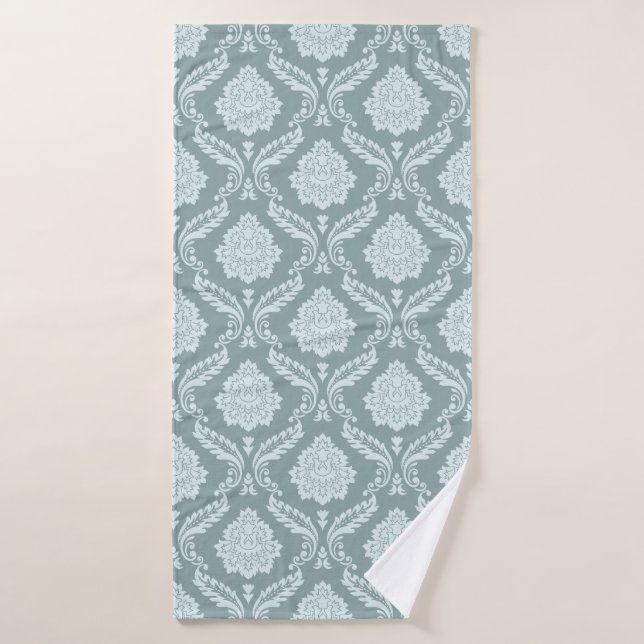Toalha De Banho Rococo Damask Pattern Duck Egg Blue+Teal (Toalha de Banho)