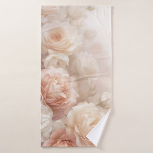 Toalha De Banho Rosas em Aquarela 3D Blush