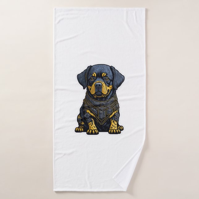 Toalha De Banho Rottweiler em forma de armadura (Toalha de Banho)