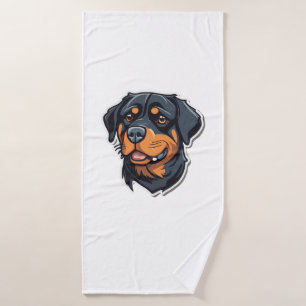 Toalha De Banho Rottweiler Royalty Adorável Rottie Cha