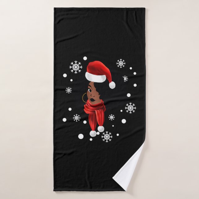 Toalha De Banho Roupa de Papai noel de Natal para  africano negro (Toalha de Banho)