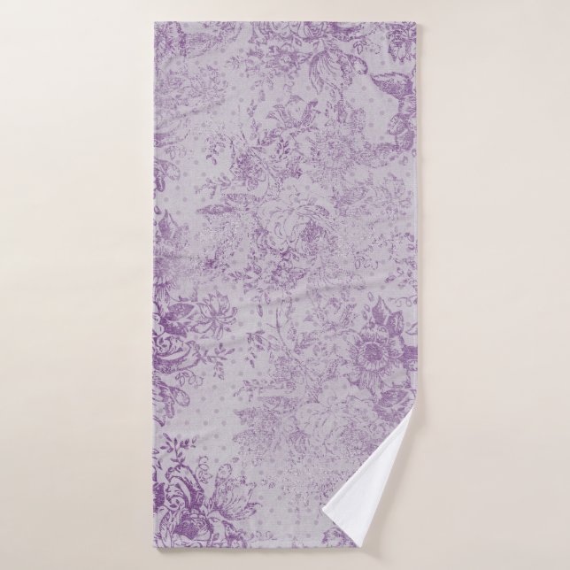 Toalha De Banho roxo rústico, chique, flores de lavanda pálidas, (Toalha de Banho)