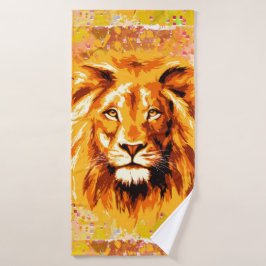 Toalha De Banho Safari Lion Bath Towel | Torre de Leão Colorida