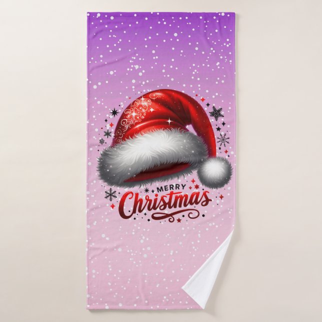 Toalha De Banho Scarlet Santa Hat Glow  (Toalha de Banho)