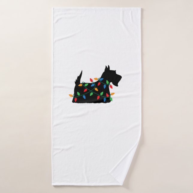 Toalha De Banho Scottish Terrier Scottie Dog Christmas Lights Gift (Toalha de Banho)