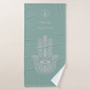 Toalha De Banho Seafoam Green Yoga Studio Hamsa Personalizável