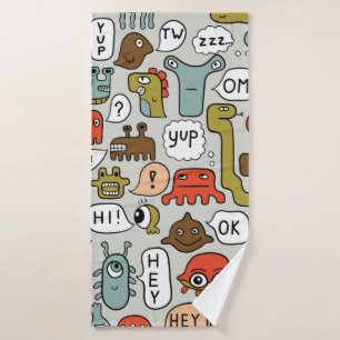 Toalha De Banho seamless background with cute cartoon monsters